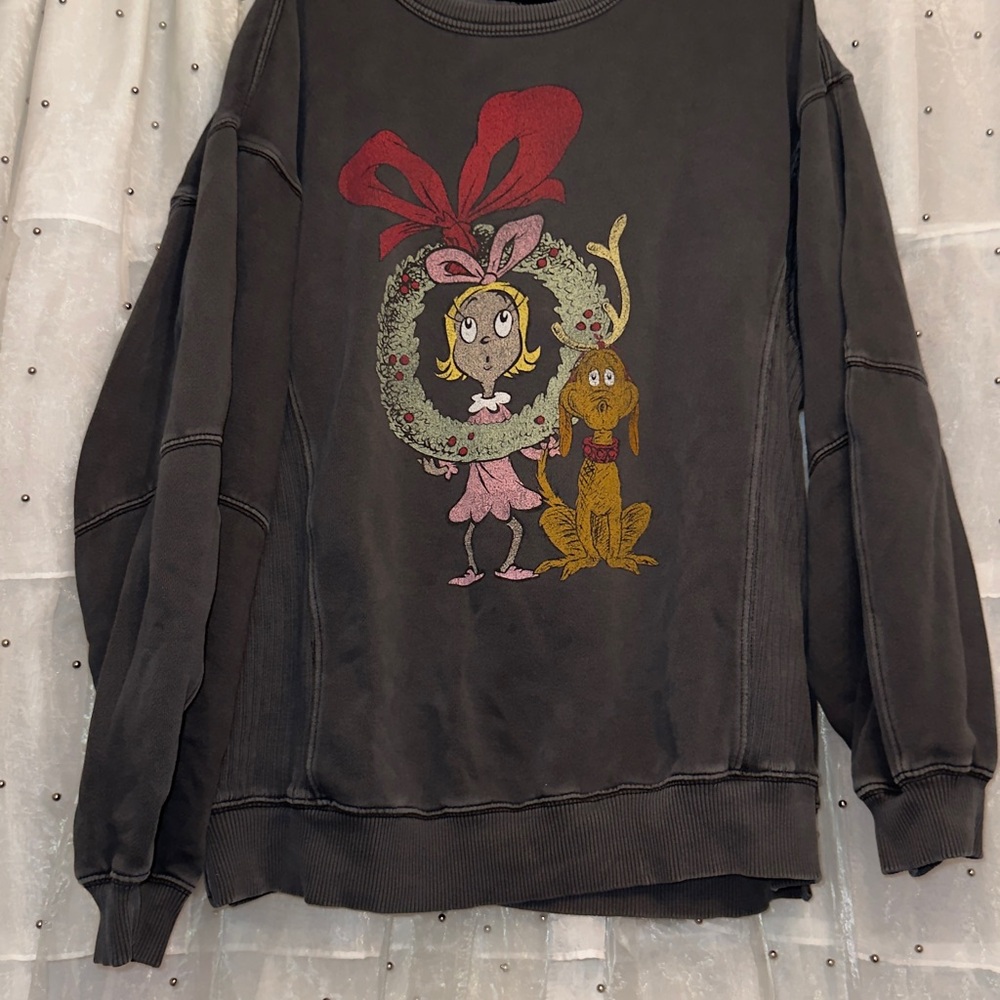 Aerie Dark Gray Sweater with Holiday Graphic